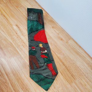 Florence Tie Golfers on The Course Novelty Necktie Polyester Green